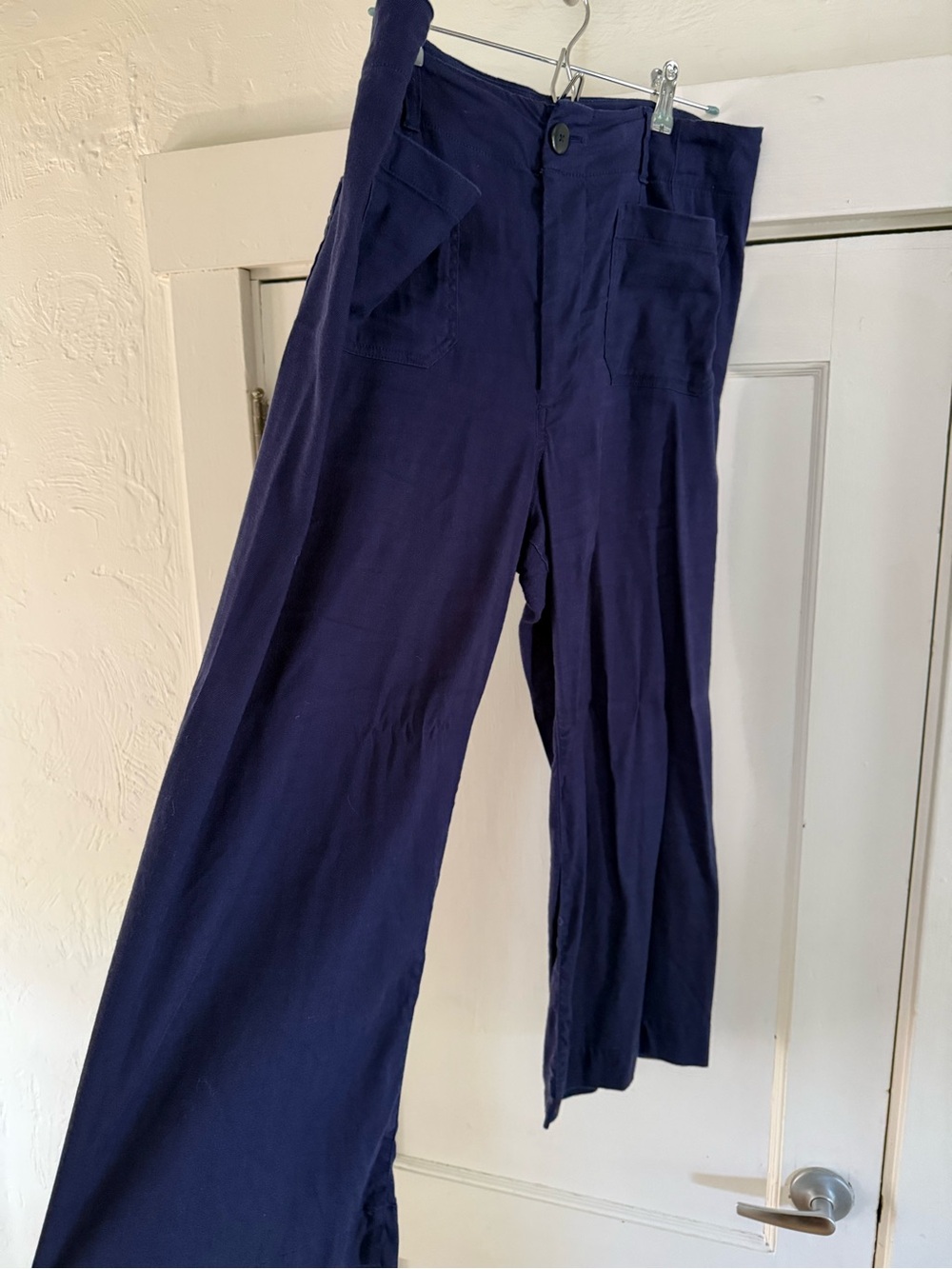 Maeve Navy Wide-Leg Cargo Pants